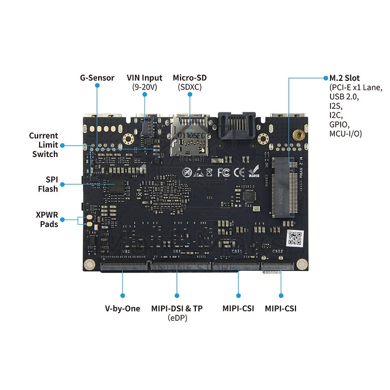 Одноплатный компьютер Khadas VIM4 Active cooling kit ARM Cortex-A73 4-Core + Cortex-A53 4-Core Amlogic A311D2 2.2GHz 8+32GB