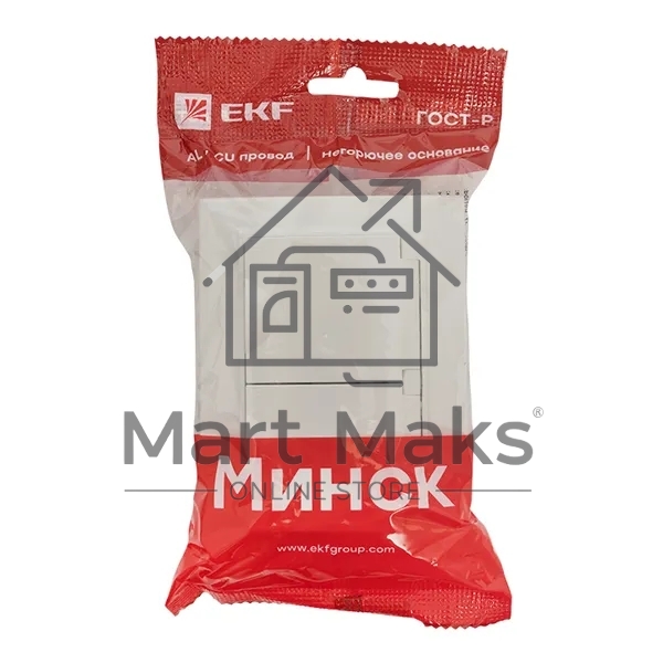 Розетка EKF ERR16-129-200-44 Минск 2-м СП 16А IP44 с заземлением, с защитными шторками, с крышкой, белая