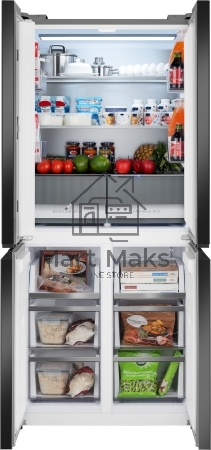 Холодильник Weissgauff WCD 450 Bru Steel Glass NoFrost Inverter матовая сталь трехкамерный 287/163л морозилка снизу, No Frost, Side by Side