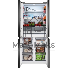 Холодильник Weissgauff WCD 450 Bru Steel Glass NoFrost Inverter матовая сталь трехкамерный 287/163л морозилка снизу, No Frost, Side by Side