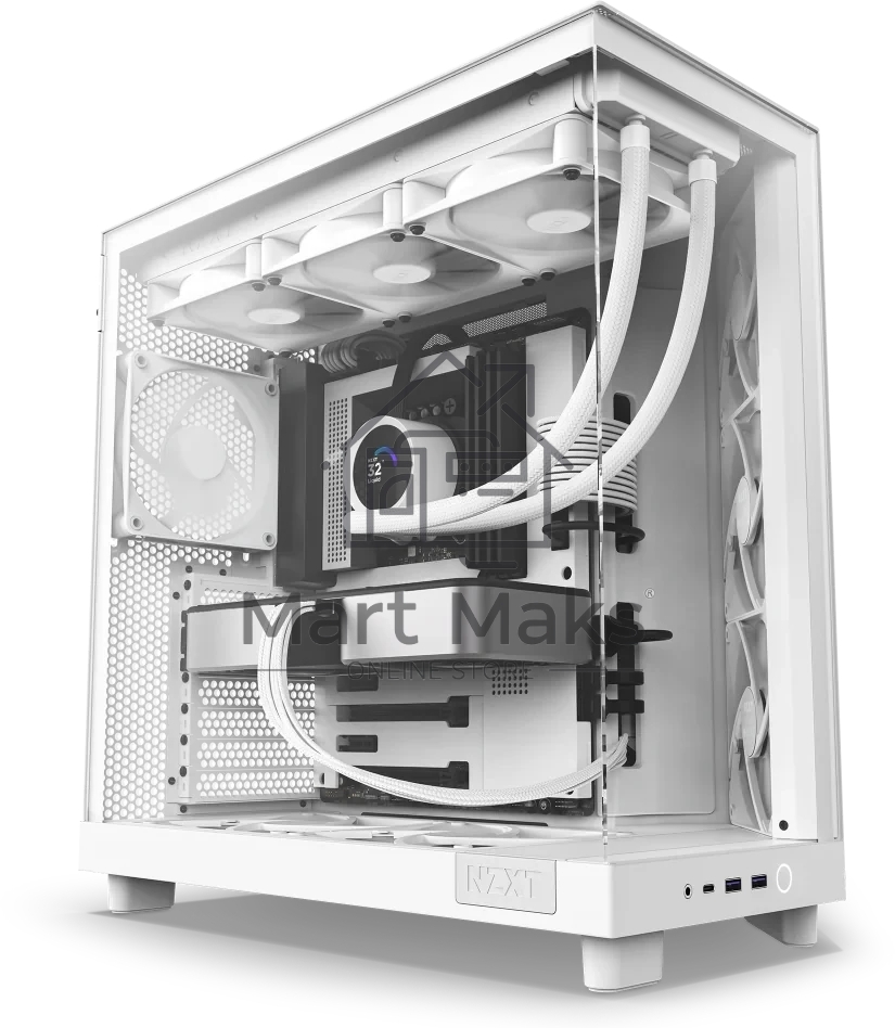Компьютерный корпус без блока питания Case NZXT H6 Flow, Midi-Tower, TG, 3x120мм, 2xUSB-A 3.2 + 1xUSB-C 3.2, ATX, mATX, mITX белый