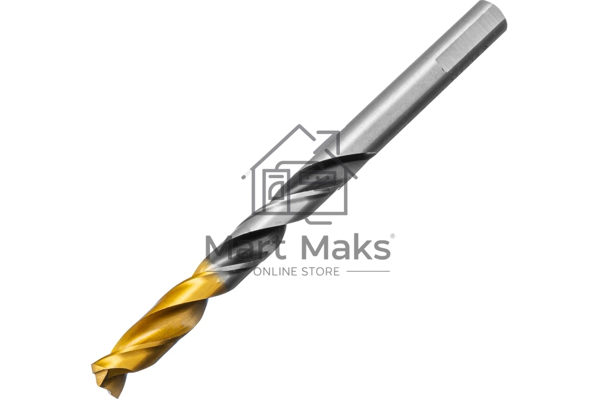 Сверло спиральное по металлу Denzel 9 x 125мм, Р6М5, Golden Tip, многогранная заточка