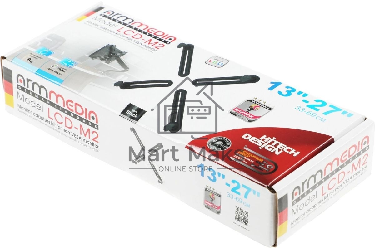 Кронштейн-адаптер для мониторов Arm Media LCD-M2 черный макс.7кг настольный поворот и наклон верт.перемещ.