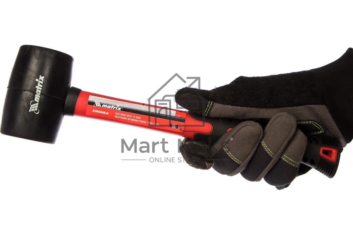 Киянка резиновая Matrix 11175, 225 г, черная резина, фибергласовая рукоятка