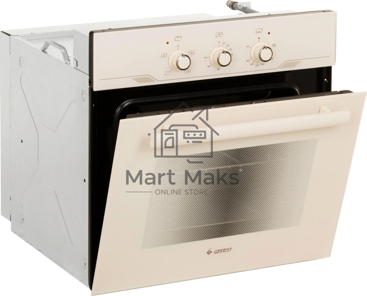 Встраиваеммый газовый духовой шкаф Gefest ДГЭ 621-01 В1, 52л, дверца с 2 стеклами, кремовый