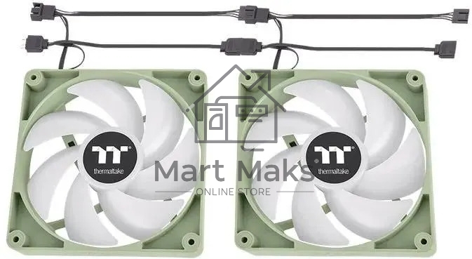 Комплект вентиляторов для корпуса Thermaltake CT120 ARGB (2 шт.) зеленый, 120 мм, 2000 об/мин, 25.8 дБ, 4 pin