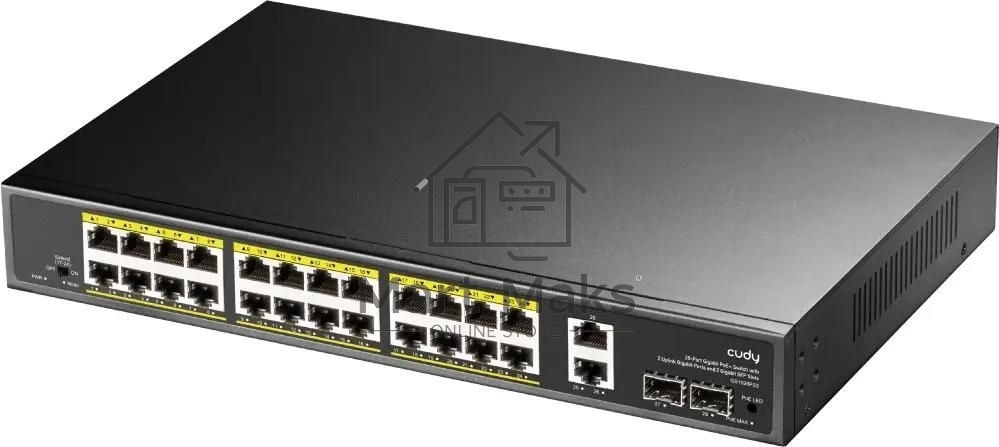 Коммутатор Cudy GS1026PS2, (L2) 26x1Gbит/с 2xКомбо(1000BASE-T/SFP), 2SFP, 24PoE, 300W, неуправляемый