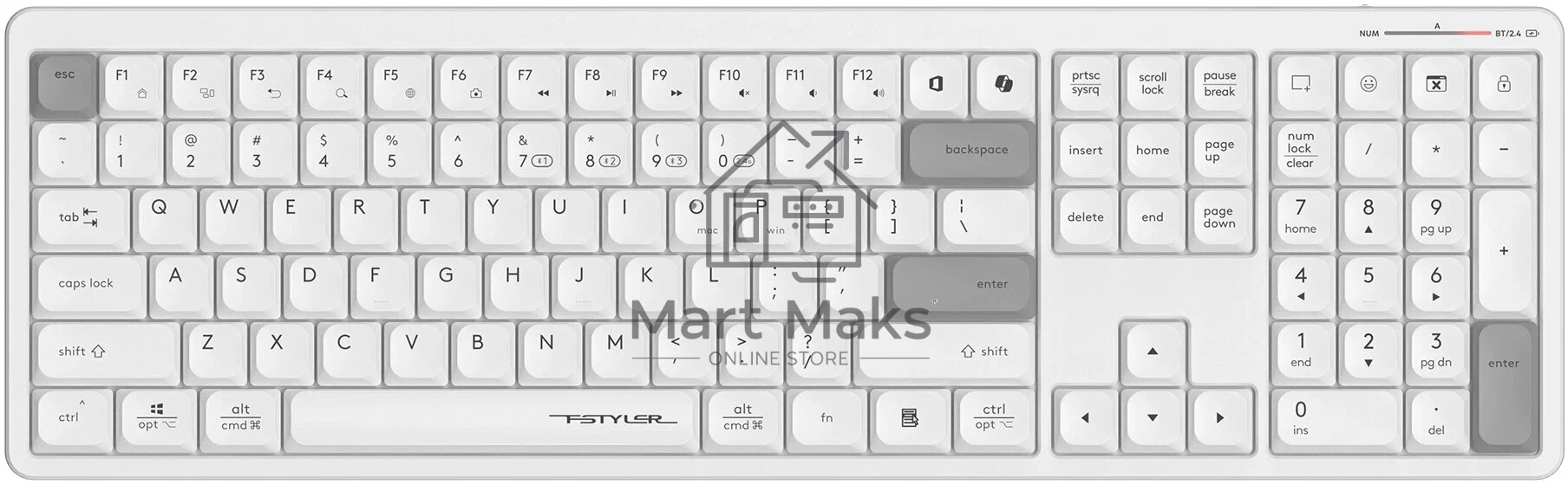Клавиатура A4Tech Fstyler FBX55C беспроводная Bluetooth /USB /радиоканал белый
