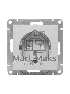 Механизм розетки EKF UP1-SOA-111 16А, с заземлением, со шторками, алюминий Эпика