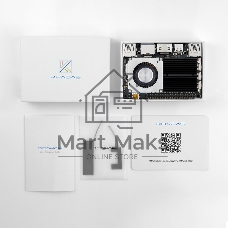 Одноплатный компьютер Khadas VIM4 Active cooling kit ARM Cortex-A73 4-Core + Cortex-A53 4-Core Amlogic A311D2 2.2GHz 8+32GB