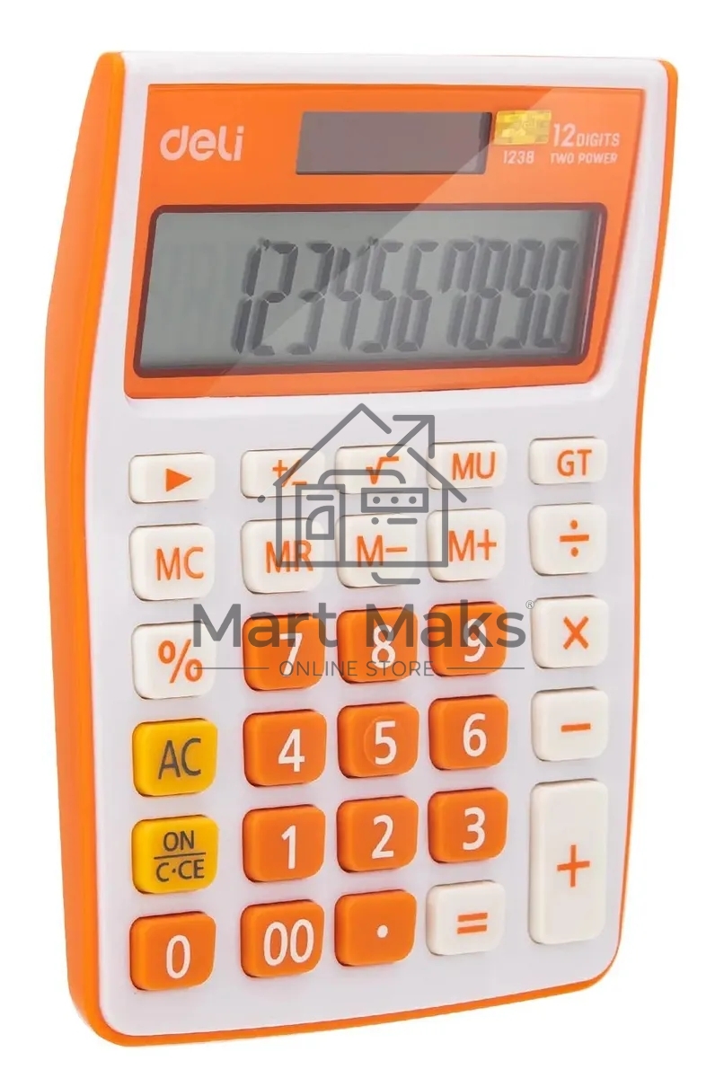 Калькулятор настольный Deli E1238/OR оранжевый 12-разр.