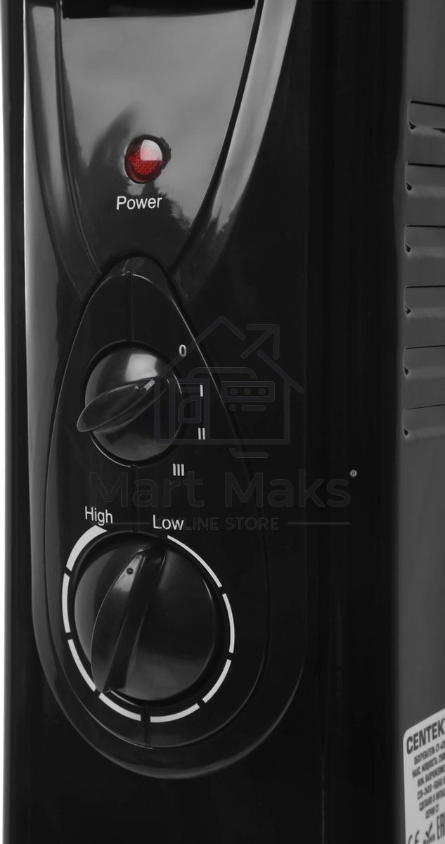 Масляный обогреватель Centek CT-6202 (11 секций) черный, 2500 Вт, 25 м2, термостат