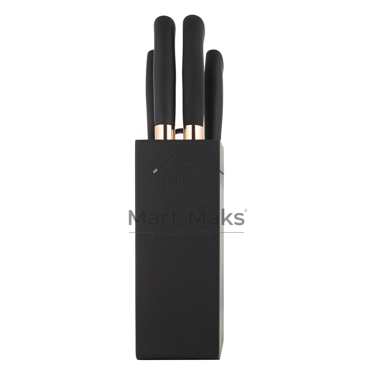 Набор ножей LARA LR05-55 6 предметов: Подставка (сосна) +4 ножа (Soft touch, мед. больстер) +ножницы