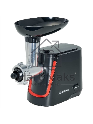 Мясорубка электрическая АКСИНЬЯ КС-2000 черный, 2000 Вт, 1.7 кг/мин, реверс, защита от перегрузки, насадки - 4