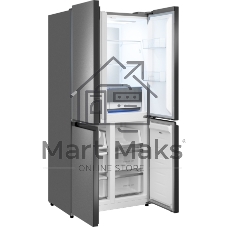 Холодильник Weissgauff WCD 450 Bru Steel Glass NoFrost Inverter матовая сталь трехкамерный 287/163л морозилка снизу, No Frost, Side by Side