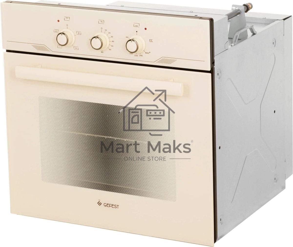 Встраиваеммый газовый духовой шкаф Gefest ДГЭ 621-01 В1, 52л, дверца с 2 стеклами, кремовый
