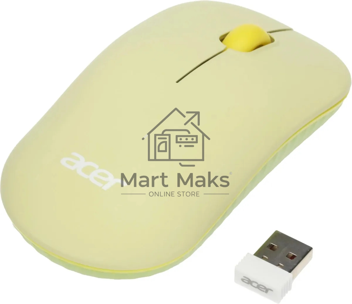 Мышь беспроводная Acer OMR205 зеленый/желтый, 1200 dpi, радиоканал, USB, кнопки - 3
