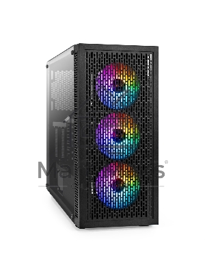 Компьютерный корпус Miditower ExeGate EVO-5001A-600NPX (ATX, БП 600NPX с вент. 12 см, 2*USB+1*USB 3.0+HD Audio, черный, 3 вент.12см с RGb подсветкой, боковая панель - закаленное стекло)