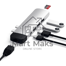 USB-концентратор Satechi ST-TCPHES, USB Type-C, USB 3.0/RJ-45/USB Type-C/HDMI/microSD, USB