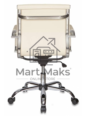 Кресло руководителя Бюрократ CH-993-Low/Ivory слоновая кость, низкая спинка, искусственная кожа, крестовина хромированная