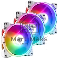 Вентилятор ID-COOLING ZF-12025-ARGB TRIO SNOW (3 in 1) 120x120x25мм (20шт./кор, PWM, Low Noise, резиновые углы, Addresable RGB, 500-1600об/мин, снежно белый)  BOX