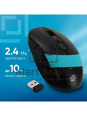 Мышь беспроводная Oklick 310MW черный/синий, 3200 dpi, радиоканал, USB, кнопки - 4