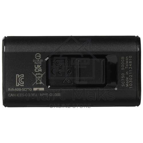 Твердотельный диск A-DATA External SC750 серый SC750-500G-CCBK 500GB USB 3.2 Gen 2 Type-C, R/W -1050/1000 MB/s