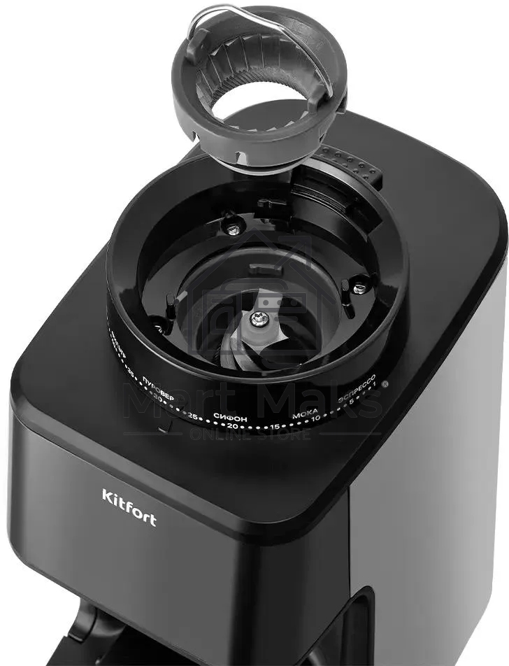 Кофемолка Kitfort КТ-7517 165Вт сист.помол.:жернова вместим.:275гр черный/серебристый