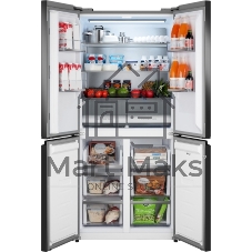 Холодильник Weissgauff WCD 450 Bru Steel Glass NoFrost Inverter матовая сталь трехкамерный 287/163л морозилка снизу, No Frost, Side by Side