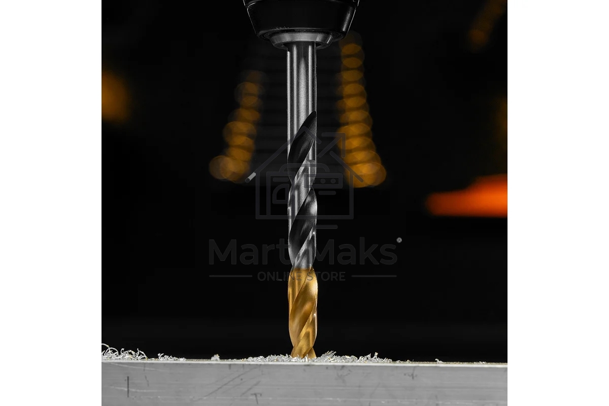 Сверло спиральное по металлу Denzel 10 x 133мм, Р6М5, Golden Tip, многогранная заточка