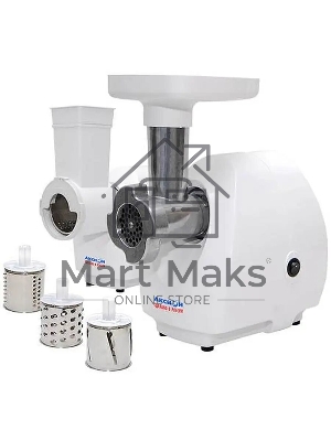 Мясорубка электрическая Аксион М25.03 белый, 1500 Вт, 1.7 кг/мин, защита от перегрузки, насадки - 5