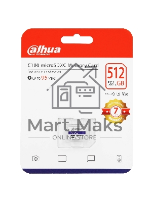 Флеш карта DAHUA 512Gb MicroSD C10/U3/V30 FAT32 Memory card R/W 85MB/s/80MB/s