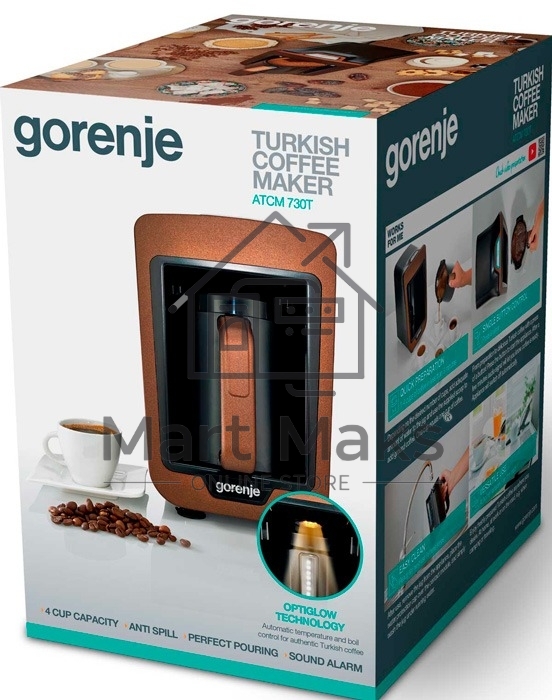 Кофеварка Gorenje ATCM730T медный/черный, исп. кофе - молотый, 0.27 л, 730 Вт.