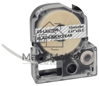 Картридж ленточный Cactus CS-LK4TBW черный шрифт, прозрачный фон (12 мм, 9 м) для Epson LW300/LW400/LW700/LW600P/LW1000P/K400/Z700/Z900
