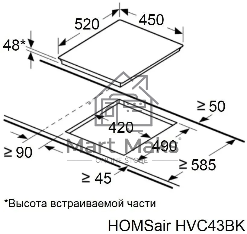 Электрическая варочная панель HOMSair HVС43BK Hi-Light, независимая, черный