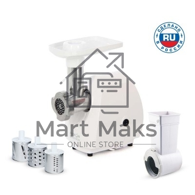 Мясорубка электрическая Аксион М25.03 белый, 1500 Вт, 1.7 кг/мин, защита от перегрузки, насадки - 5