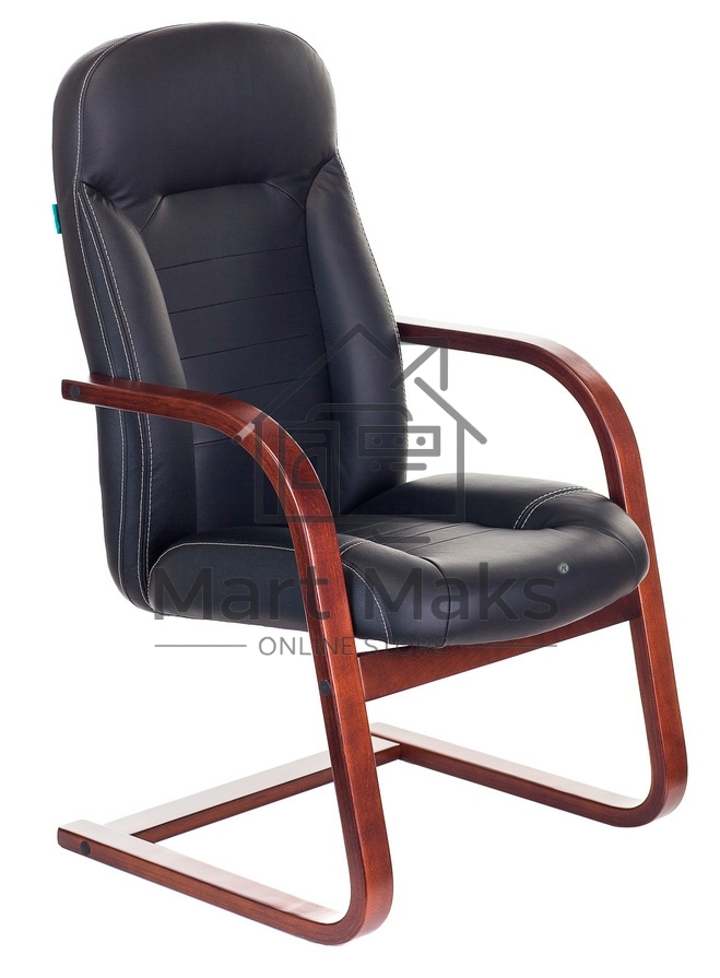 Кресло компьютерное Бюрократ T-9923WALNUT-AV/BL черный, кожа, низкая спинка