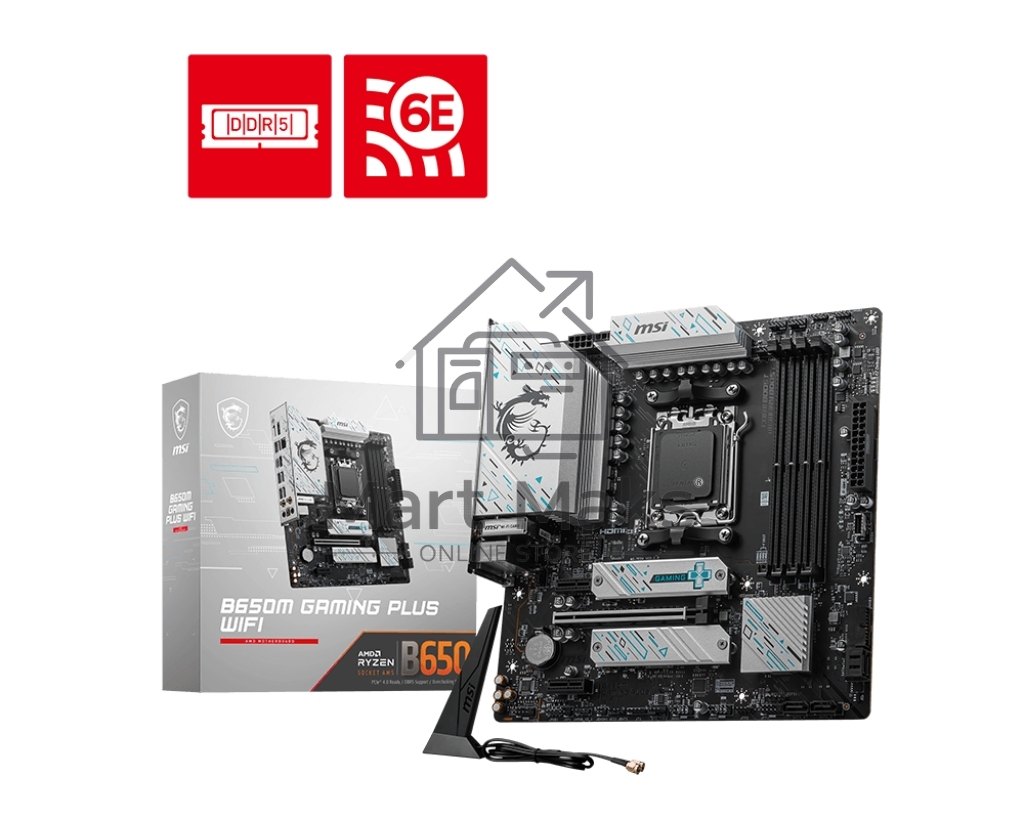 Материнская плата MSI B650M GAMING PLUS WIFI, AM5, AMD B650, 4xDDR5, 4xSATA, 2xM.2, 1xPCI-E 4.0 x16, 2xPCI-E x1, 1xHDMI, 1xDP, 1x 2.5Gb LAN, 4xUSB-A 3.2 Gen 1, 3xUSB-A 3.2 Gen 2, 1xUSB-C 3.2 Gen 2, 3x3.5 мм, 7.1, Micro-ATX