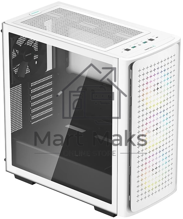 Компьютерный корпус Deepcool CK560 WH без БП, боковое окно (закаленное стекло), 3xARGB LED 120мм вентилятора спереди и 1x140мм вентилятор сзади, белый, ATX
