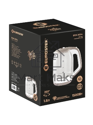 Чайник EuroStek ЕЕК-3014 белый, 1.8л, 1,5кВт, стекло