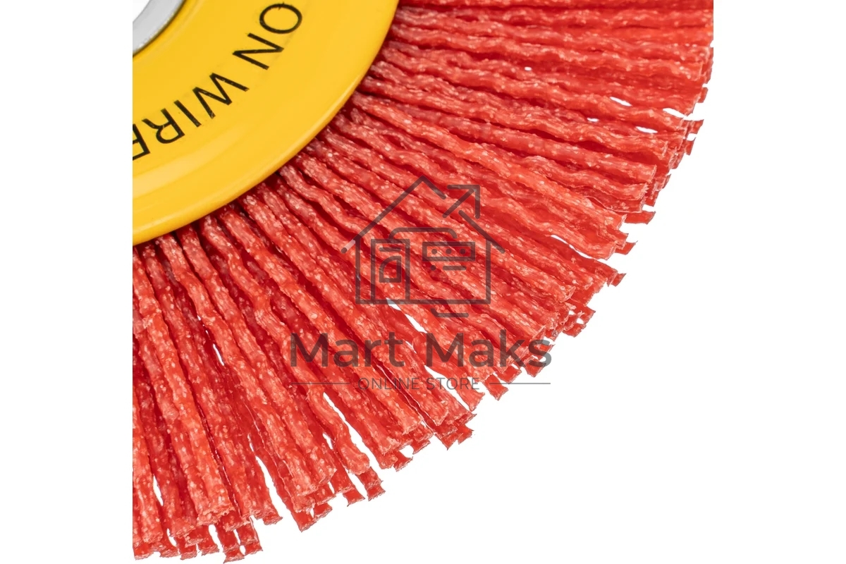 Щетка для УШМ Denzel 125 мм, плоская, нейлоновая щетина, посадка 22,2 мм