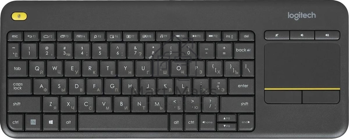 Клавиатура Logitech K400 Wireless Touch Plus беспроводная, радиоканал, чёрный