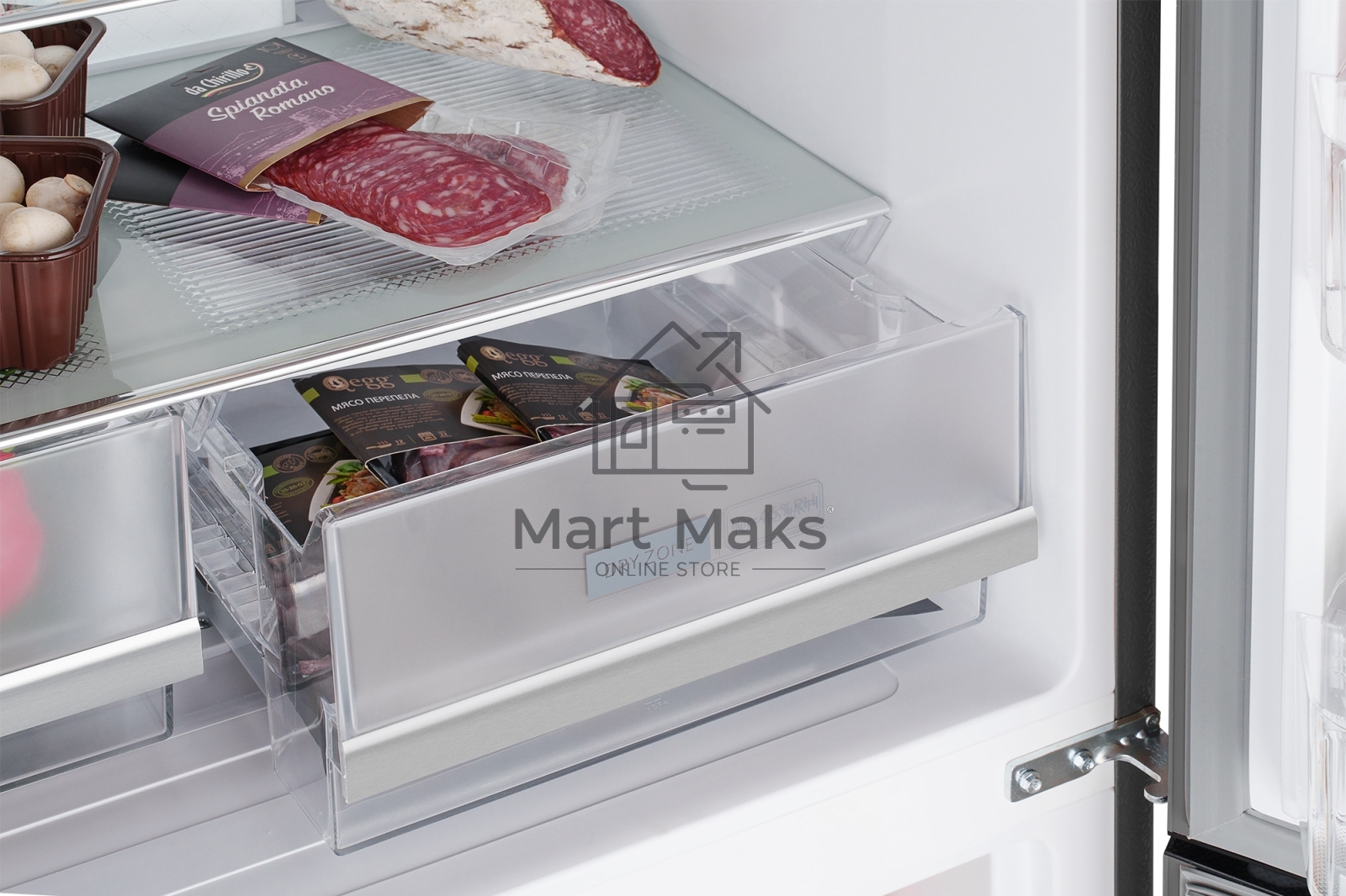 Холодильник Weissgauff WCD 450 INOX GLASS нержавеющая сталь трехкамерный 286/141л морозилка снизу, No Frost, Side by Side