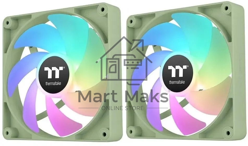 Комплект вентиляторов для корпуса Thermaltake CT120 ARGB (2 шт.) зеленый, 120 мм, 2000 об/мин, 25.8 дБ, 4 pin
