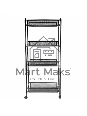 Этажерка Ладья 24К черная, на колесиках Э342Ч