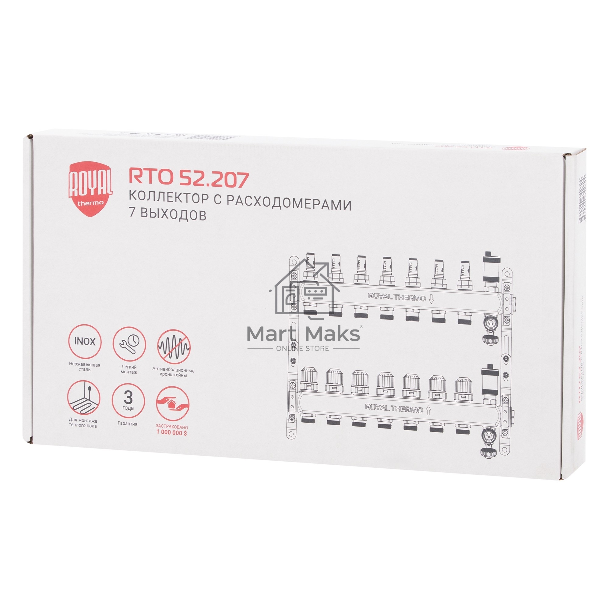 Коллектор Royal Thermo нерж. в сборе с расходомерами 1