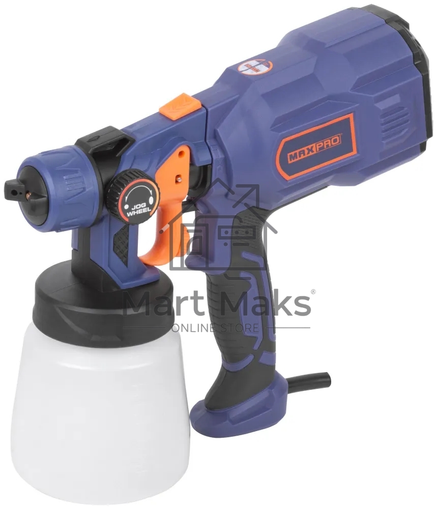 Распылитель электрический MAX-PRO MPSG550/800V 550 Вт, 2,5 мм, 800 мл, 60 din/сек, 700 мл/мин, 1,3 кг, HVLP, коробка