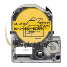 Картридж ленточный Cactus CS-LK4YBP черный шрифт, желтый фон (12 мм, 9 м) для Epson LW300/LW400/LW700/LW600P/LW1000P/K400/Z700/Z900