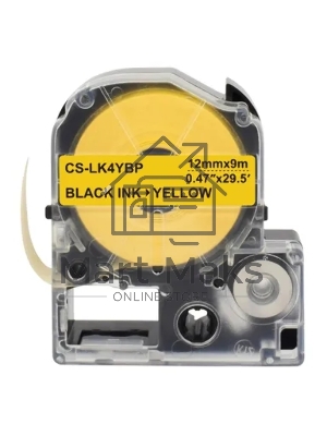 Картридж ленточный Cactus CS-LK4YBP черный шрифт, желтый фон (12 мм, 9 м) для Epson LW300/LW400/LW700/LW600P/LW1000P/K400/Z700/Z900