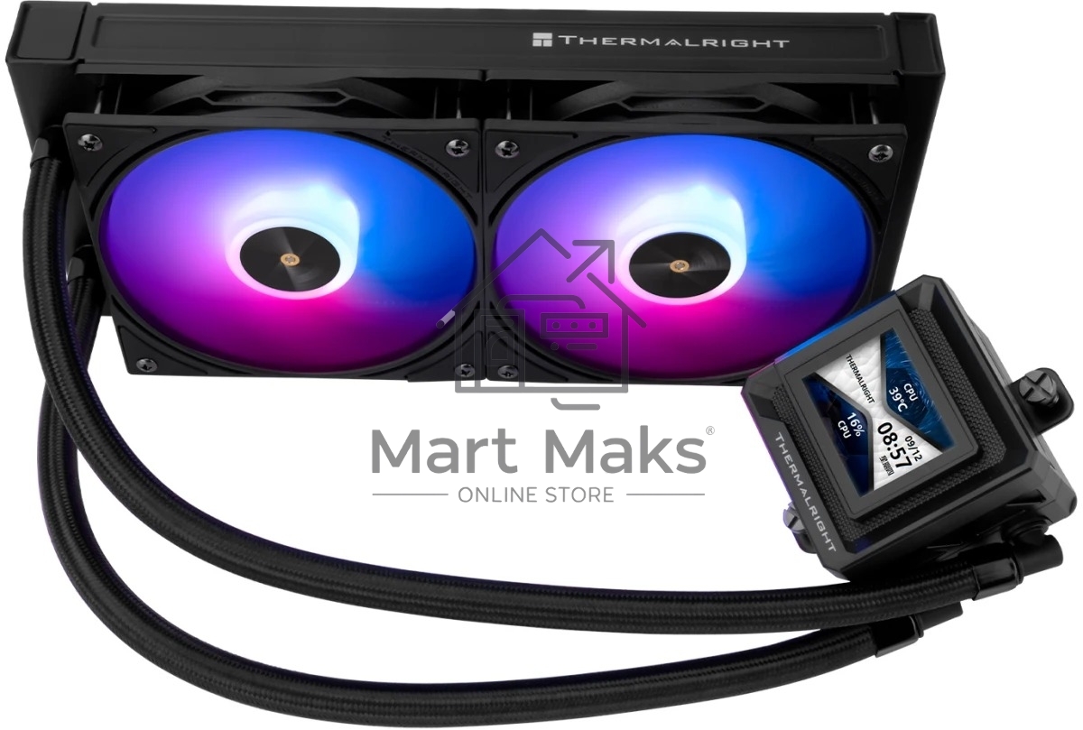 Водяное охлаждение для процессора Thermalright Frozen Warframe SE 240 ARGB Black (240mm, LED temp., Black, ARGB/ Fans: 2x120mm, 70.84CFM, 29.8dBA, 2000RPM/ Pump height 59mm, Rad thickness 27mm/ S: 1851, 1700, 1200, 115X, AM5, AM4)